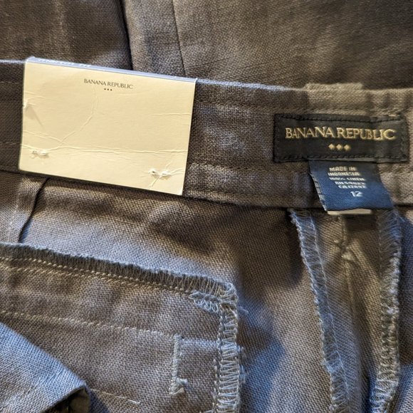 Banana Republic NWT 100% Linen Martin Fit Pant Charcoal Size 12 - Picture 7 of 11